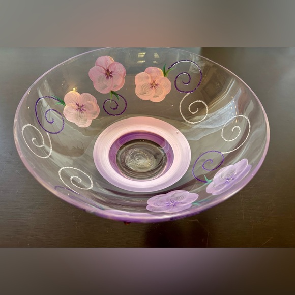 Hand painted Madiggan Australia, purple, floral bowl. 8.25” - Picture 2 of 9